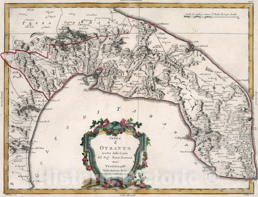Historic Map : Terra dOtranto, 1783, Vintage Wall Art