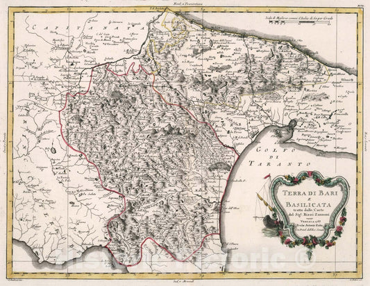 Historic Map : Terra di Bari e Basilicata, 1783, Vintage Wall Art