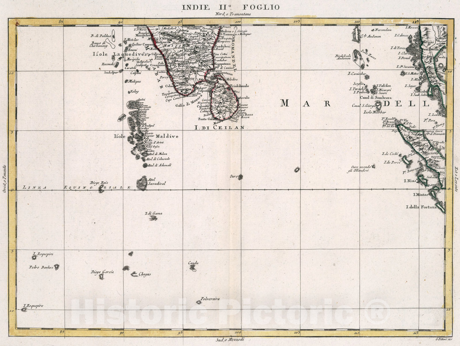 Historic Map : Indie II Foglio, 1784, Vintage Wall Art