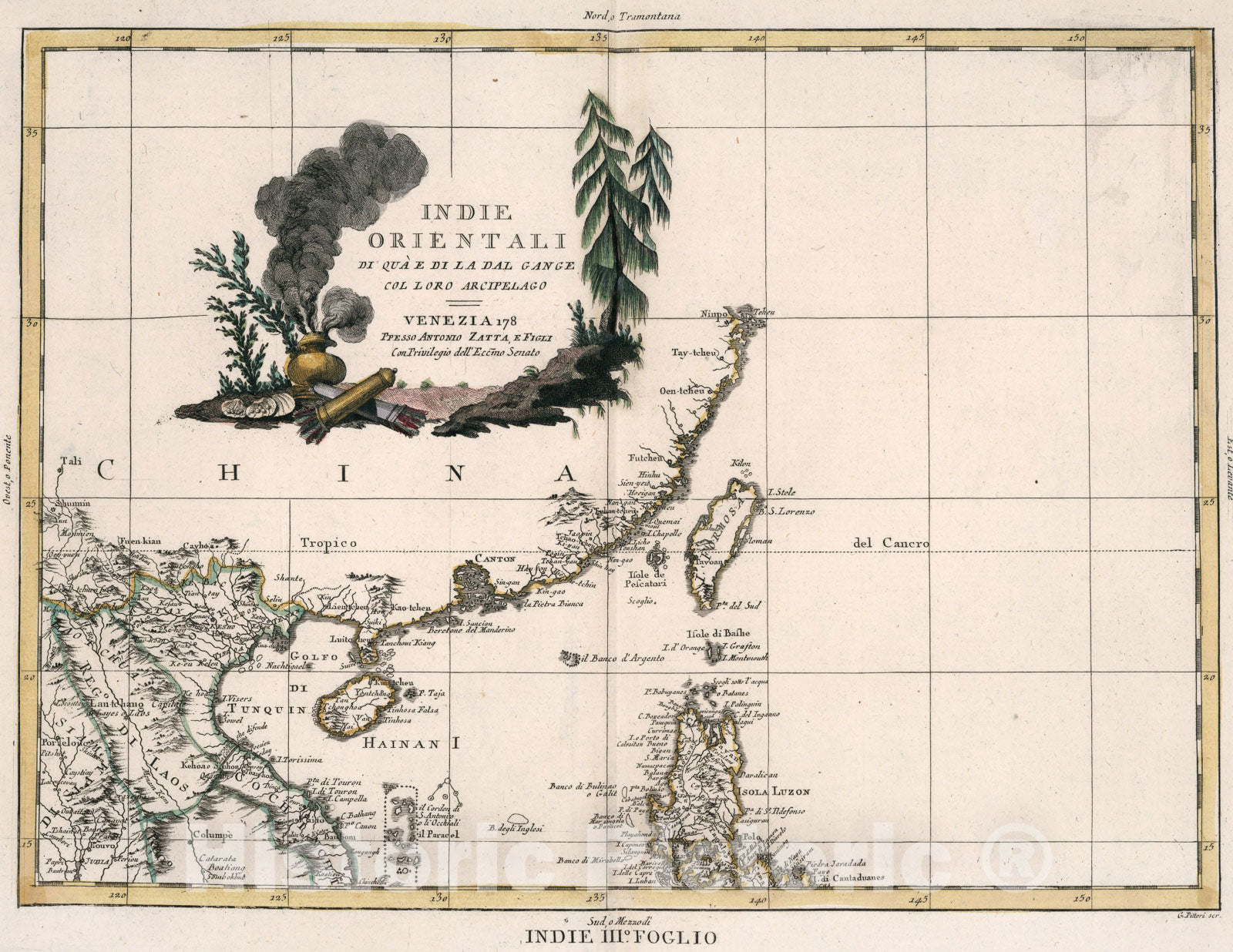 Historic Map : Indie Orientali ... Indie IIIo. Foglio, 1784, Vintage Wall Art