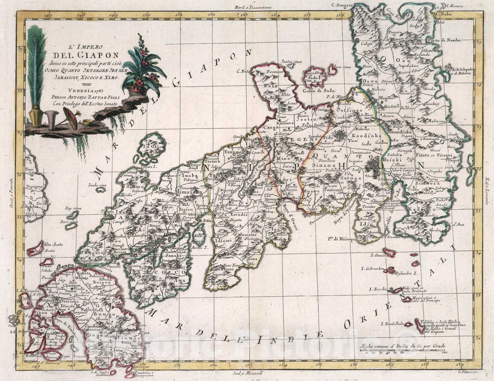 Historic Map : LImpero del Giapon, 1785, Vintage Wall Art