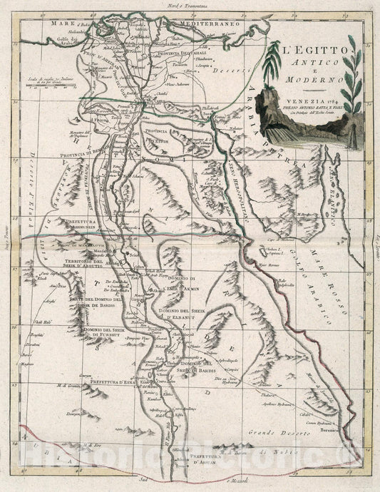 Historic Map : L Egitto Antico E Moderno, 1784, Vintage Wall Art