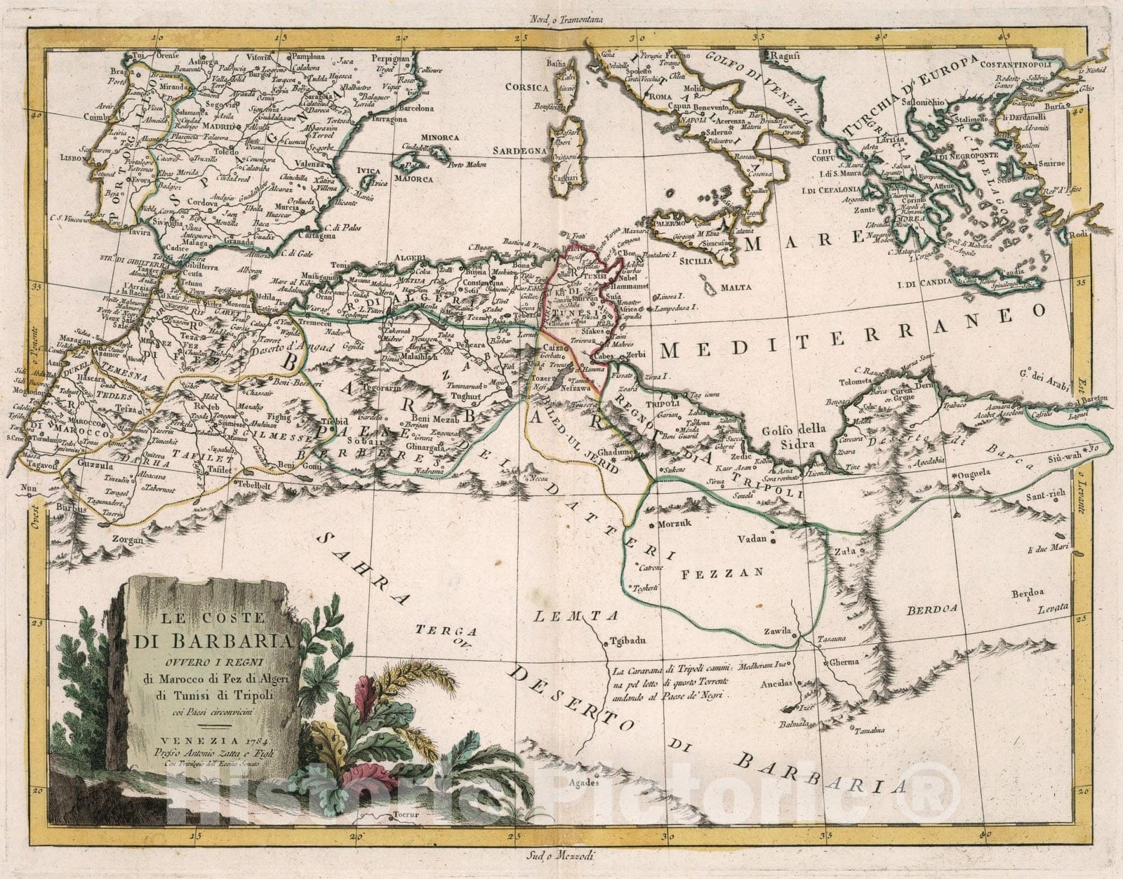 Historic Map : Le coste di Barbaria, 1784, Vintage Wall Art