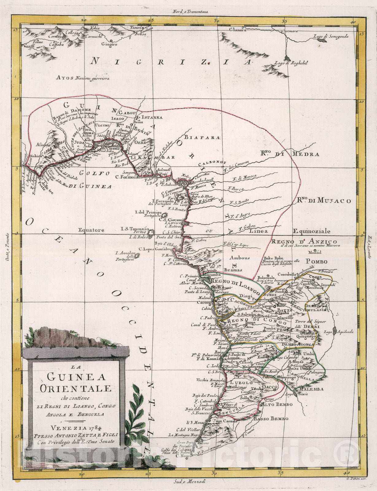 Historic Map : La Guinea Orientale, 1784, Vintage Wall Art