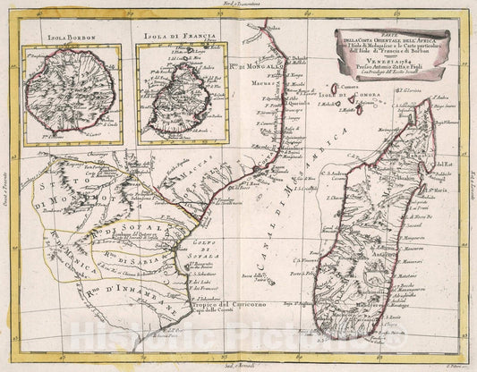 Historic Map : Parte della costa orientale dell Africa, 1784, Vintage Wall Art