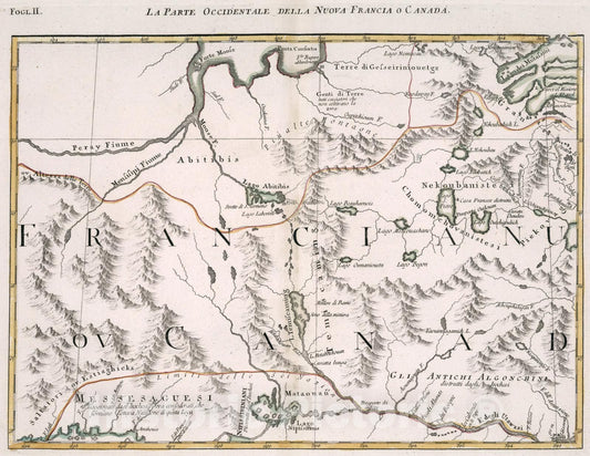 Historic Map : La Parte Occidentale della Nuova Francia o Canada.Fogl. II, 1778, Vintage Wall Art