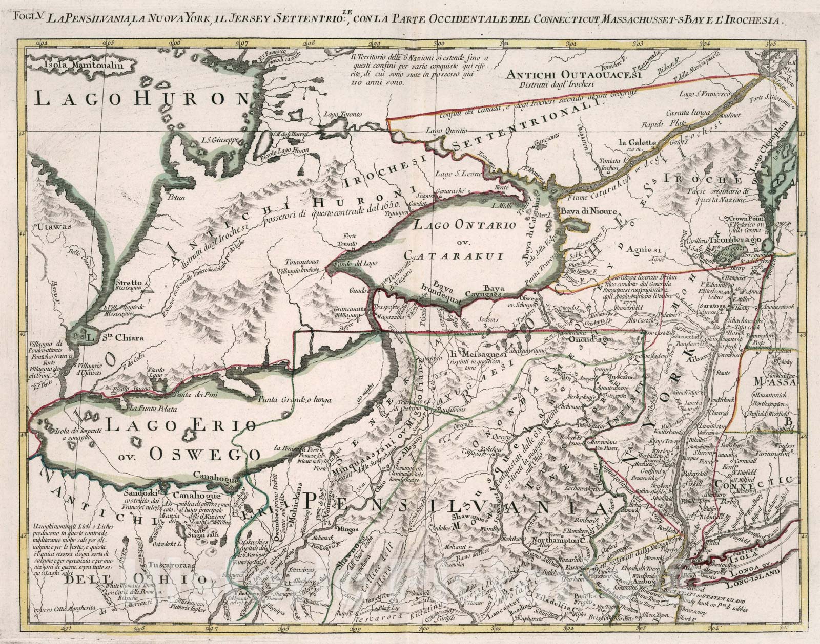 Historic Map : La Pensilvania, la Nuova York, il Jersey Settentriole. Fogl. V, 1778, Vintage Wall Art