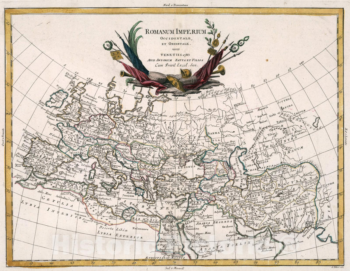 Historic Map : Romanum Imperium Occidentale et Orientale, 1785, Vintage Wall Art