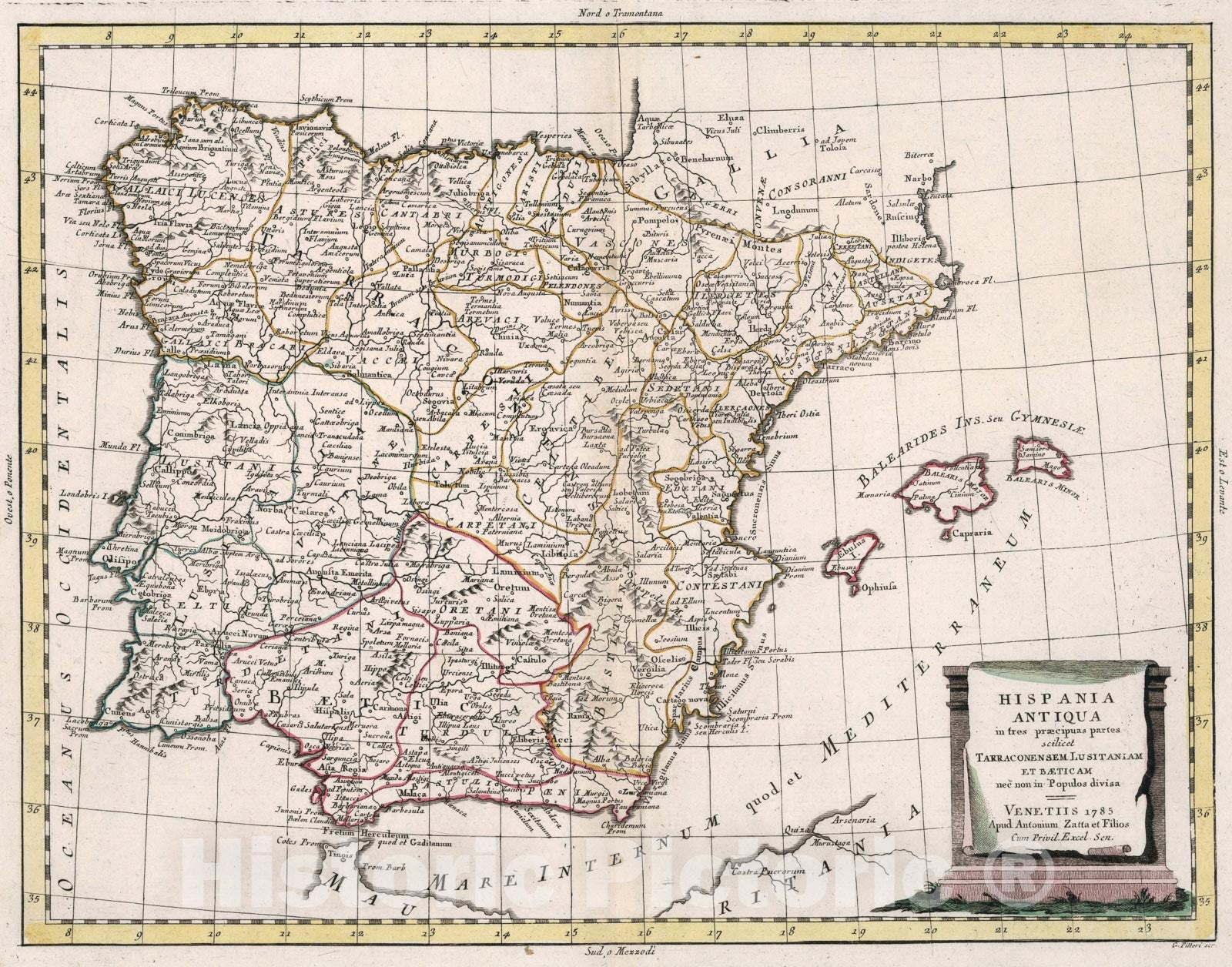 Historic Map : Hispania Antiqua, 1785, Vintage Wall Art
