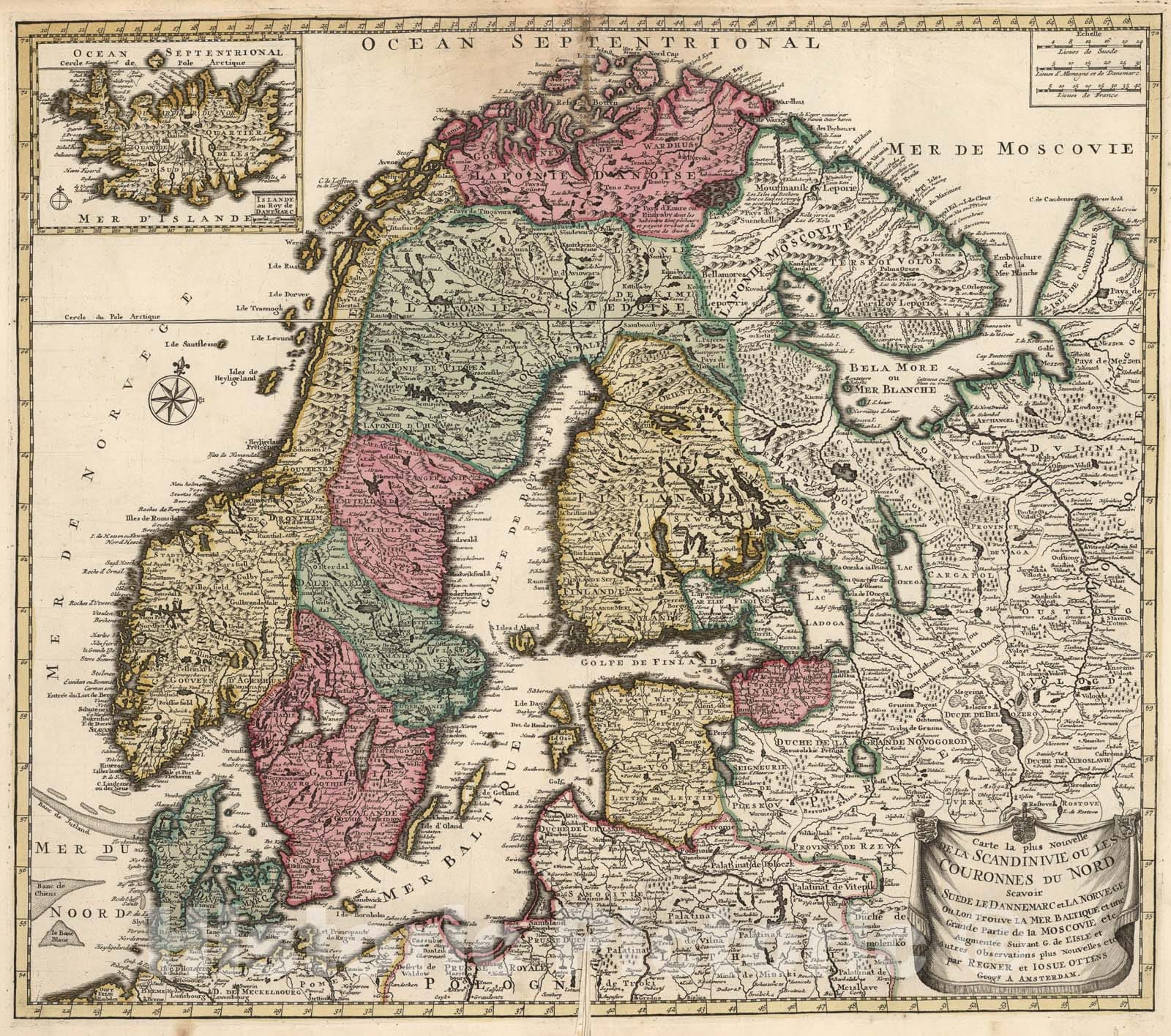 Historic Map : Carte la plus nouvelle de la Scandinivie, ou, Les couronnes du nord, 1740, Vintage Wall Art