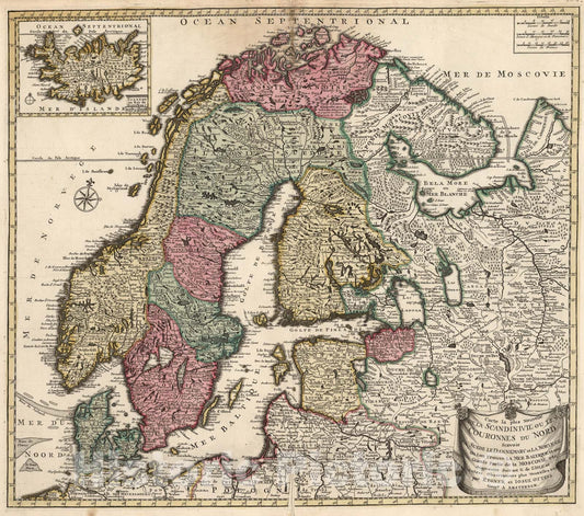 Historic Map : Carte la plus nouvelle de la Scandinivie, ou, Les couronnes du nord, 1740, Vintage Wall Art