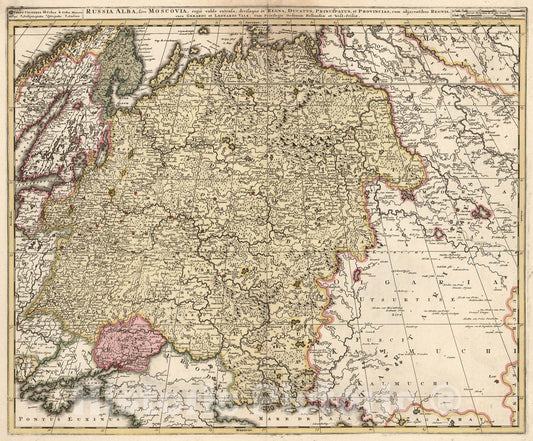 Historic Map : Russia Alba, sive Moscovia, 1740, Vintage Wall Art