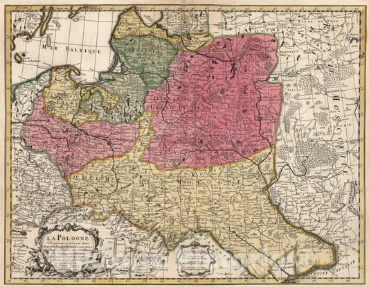 Historic Map : La Pologne, 1734, Vintage Wall Art
