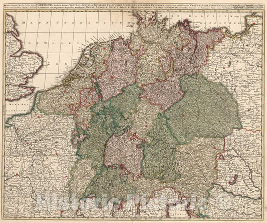 Historic Map : Germania divisa in decem circulos, 1740, Vintage Wall Art