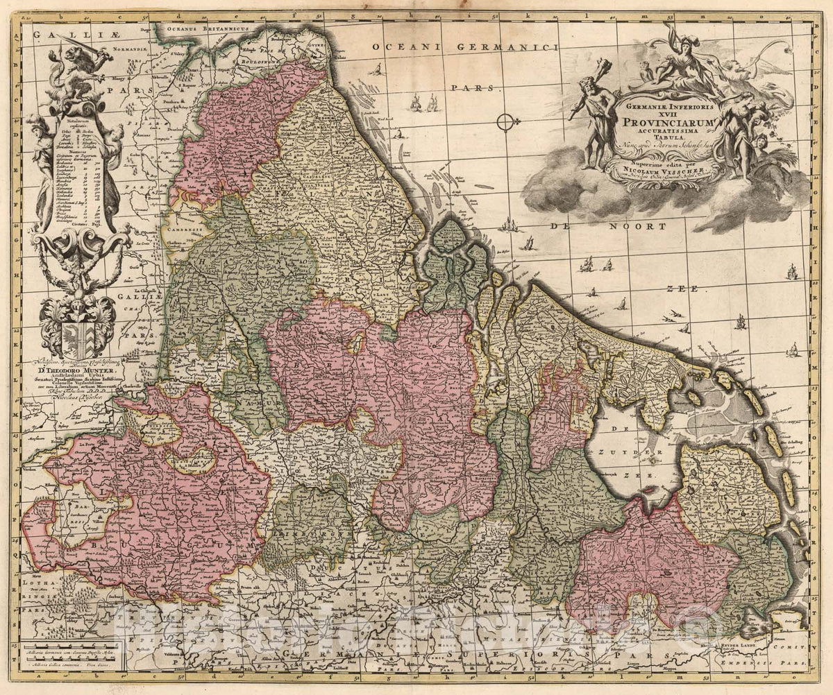 Historic Map : Germaniae Inferioris seventeen provinciarum accuratissima tabula, seventeen40, Vintage Wall Art
