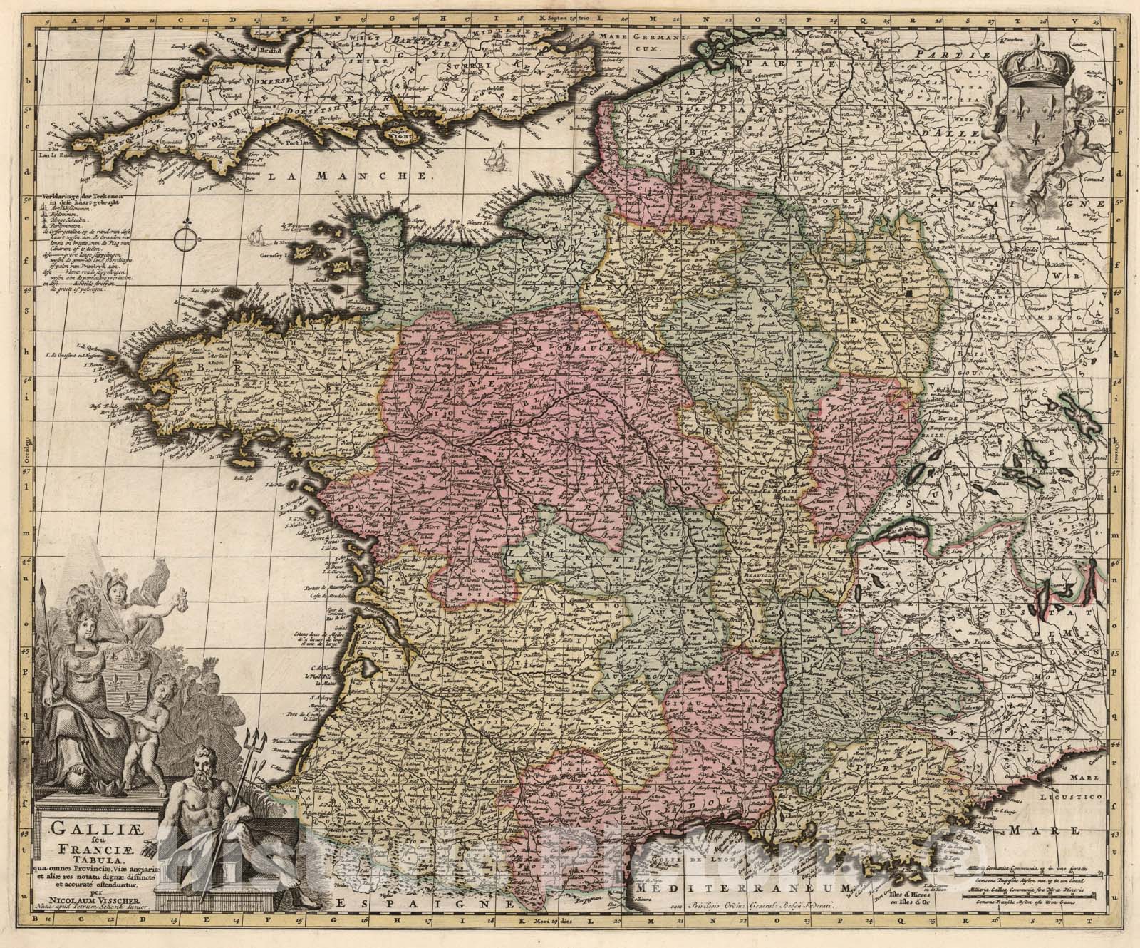 Historic Map : Galliae seu Franciae Tabula, 1740, Vintage Wall Art