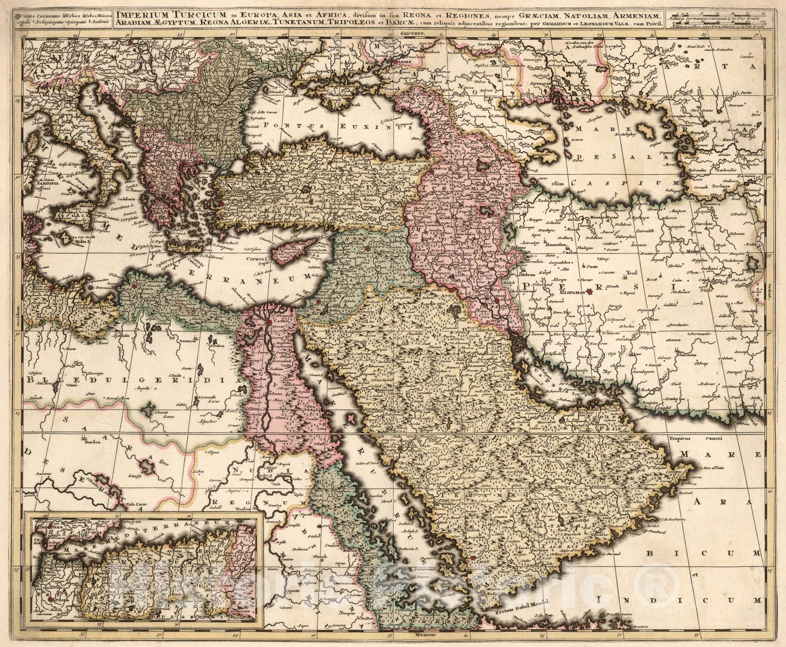 Ottoman Empire in Europe, Asia, and Africa - 1740 Historical Map Print