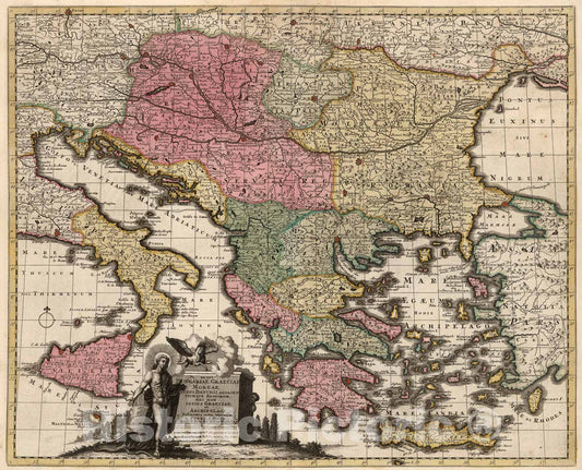 Historic Map : Regni Hungariae, Graeciae, Moreae, 1740, Vintage Wall Art