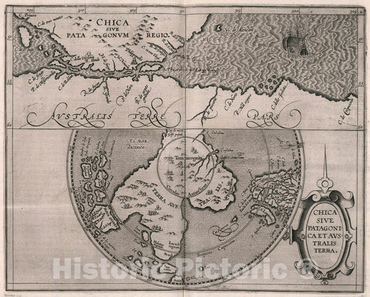 Historic Map : Chica sive Patagonica et Australis Terra, 1597, Vintage Wall Art