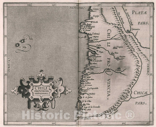 Historic Map : Chili provincia amplissima, 1597, Vintage Wall Art