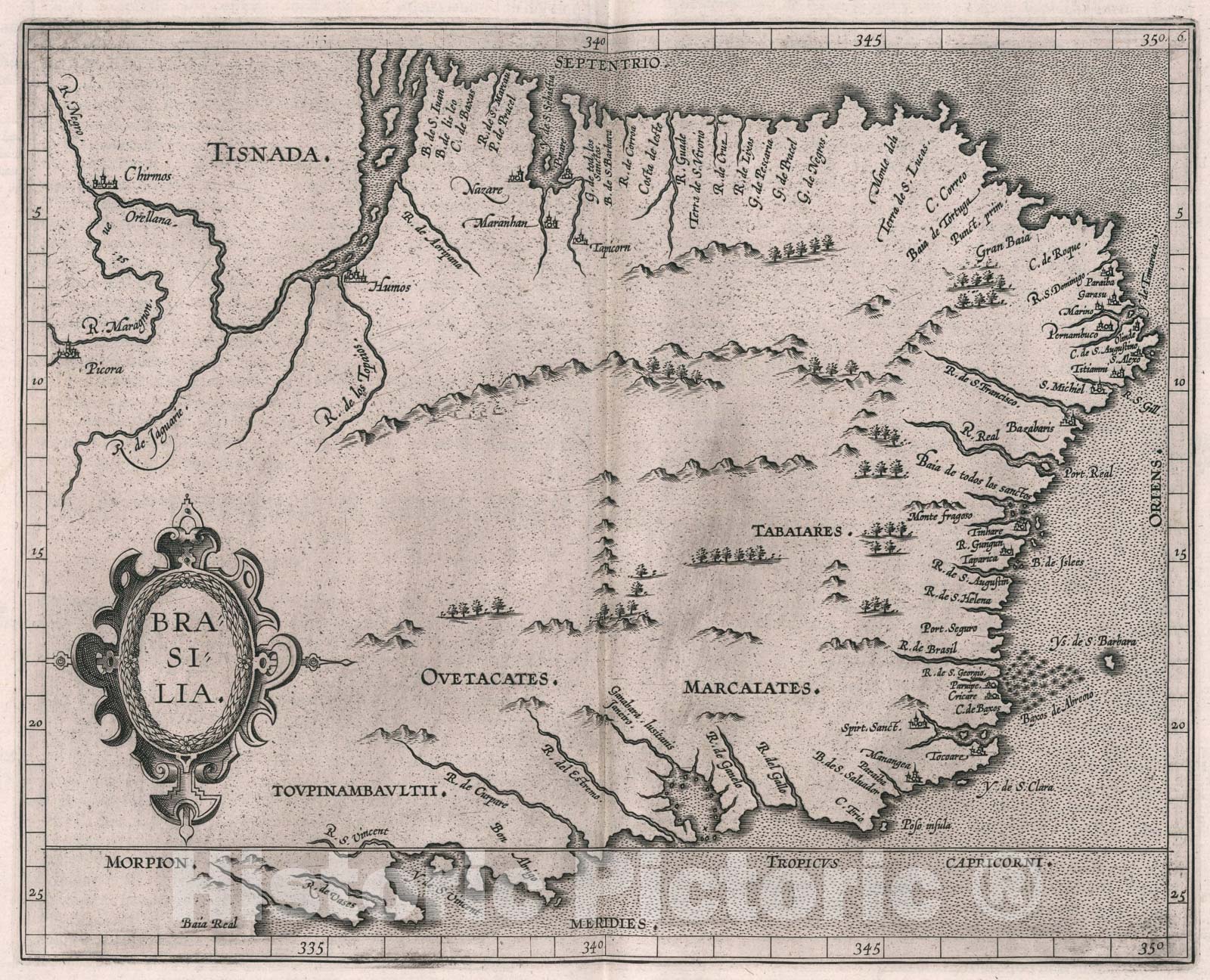Historic Map : Brasilia, 1597, Vintage Wall Art