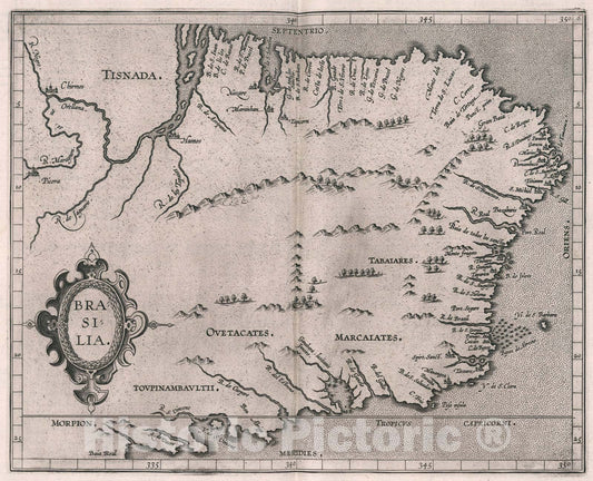 Historic Map : Brasilia, 1597, Vintage Wall Art