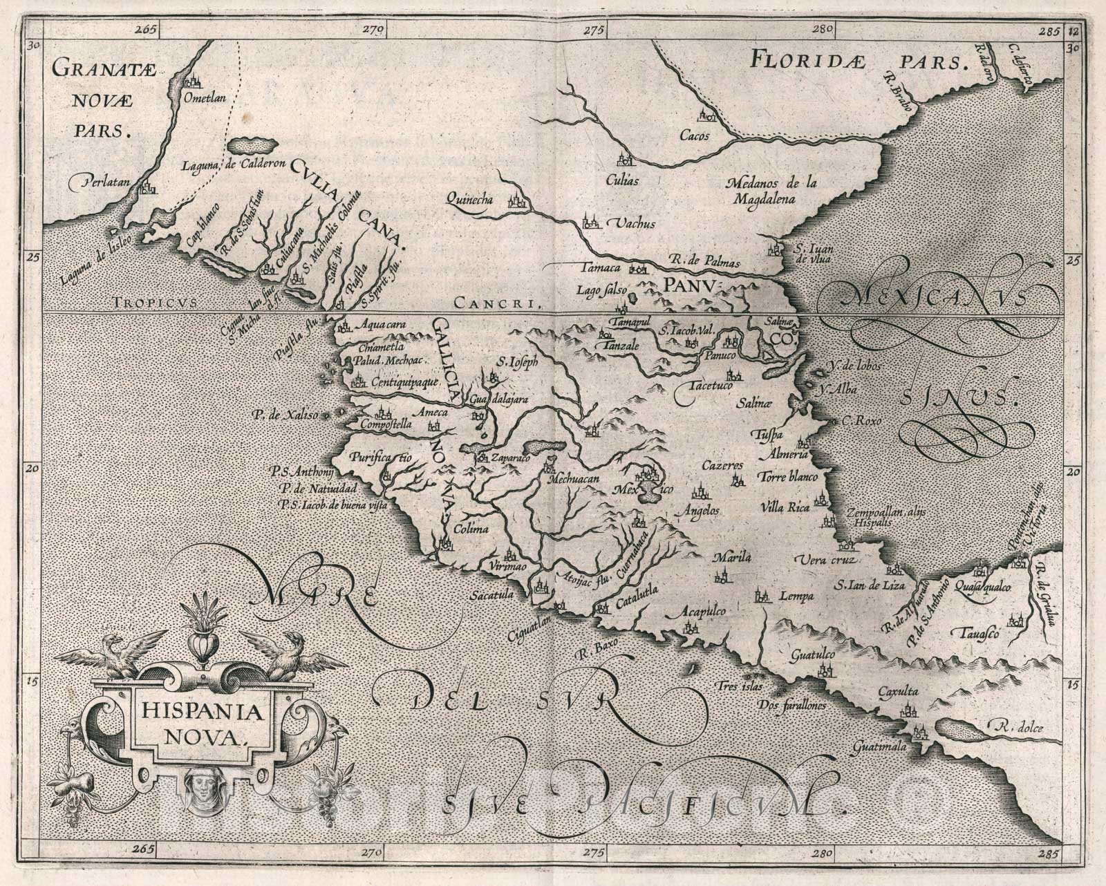 Historic Map : Hispania Nova, 1597, Vintage Wall Art