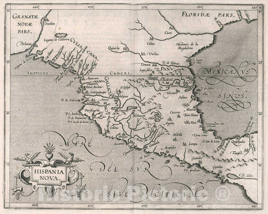 Historic Map : Hispania Nova, 1597, Vintage Wall Art
