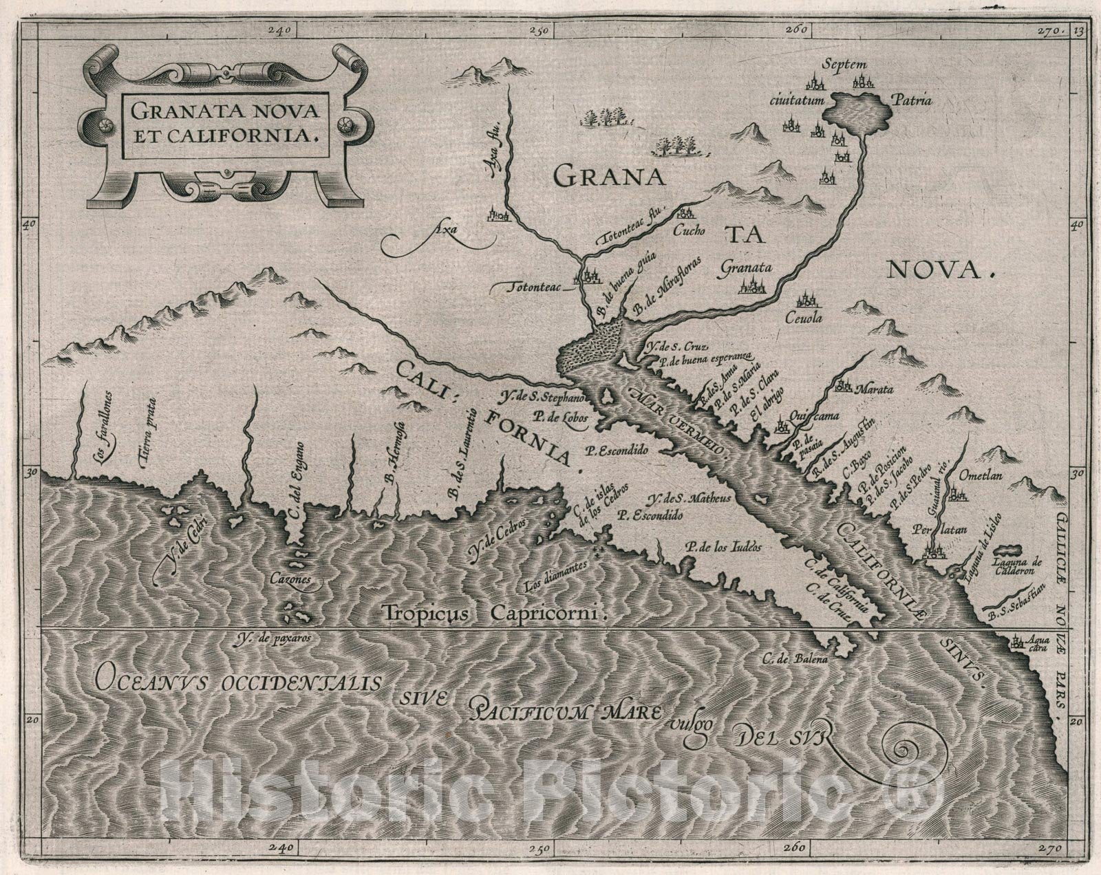 Historic Map : Granata Nova et California, 1597, Vintage Wall Art