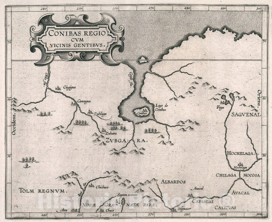 Historic Map : Conibas regio cum vicinis gentibus, 1597, Vintage Wall Art