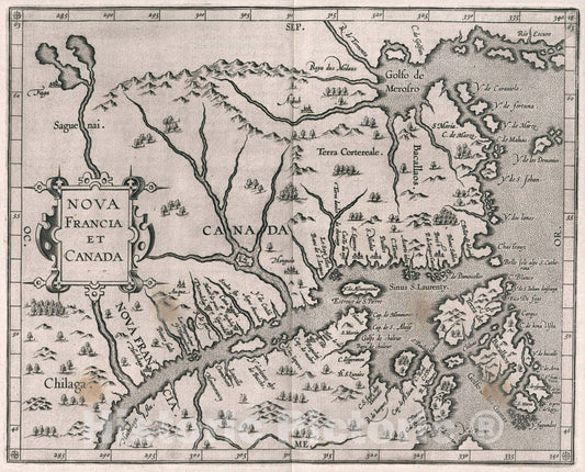 Historic Map : Nova Francia et Canada, 1607, Vintage Wall Art