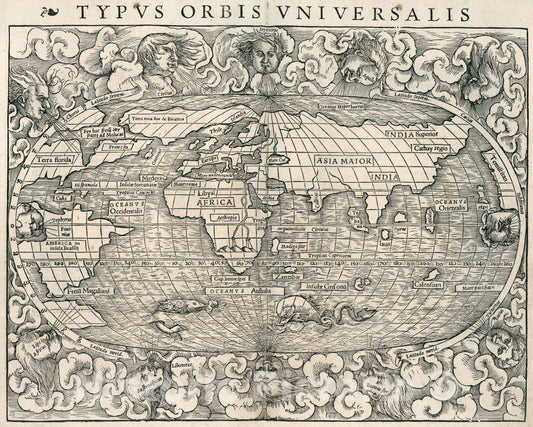 Historic Map : Typus Orbis Universalis, 1540, Vintage Wall Art