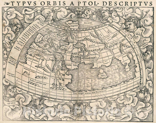 Historic Map : Typus orbis a Ptol. descriptus, 1540, Vintage Wall Art