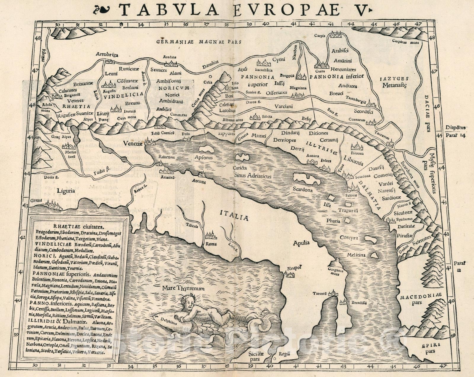Historic Map : Tabula Europae V, 1540, Vintage Wall Art