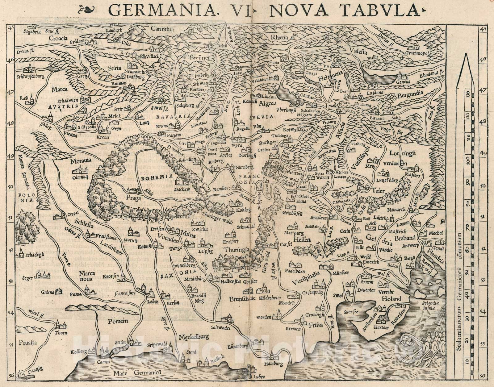 Historic Map : Germania VI noua tabula, 1540, Vintage Wall Art