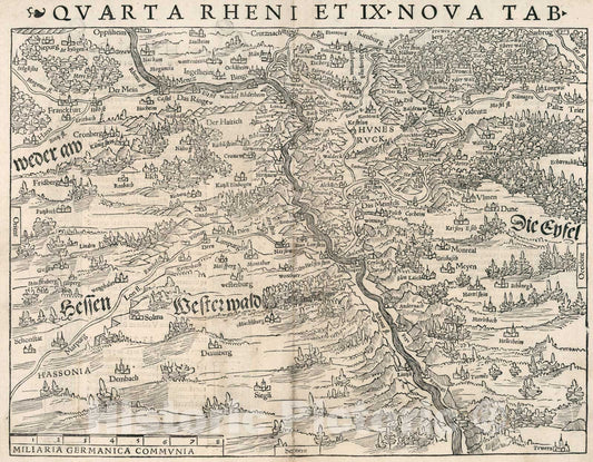 Historic Map : Quarta Rheni Et IX Nova Tab., 1540, Vintage Wall Art