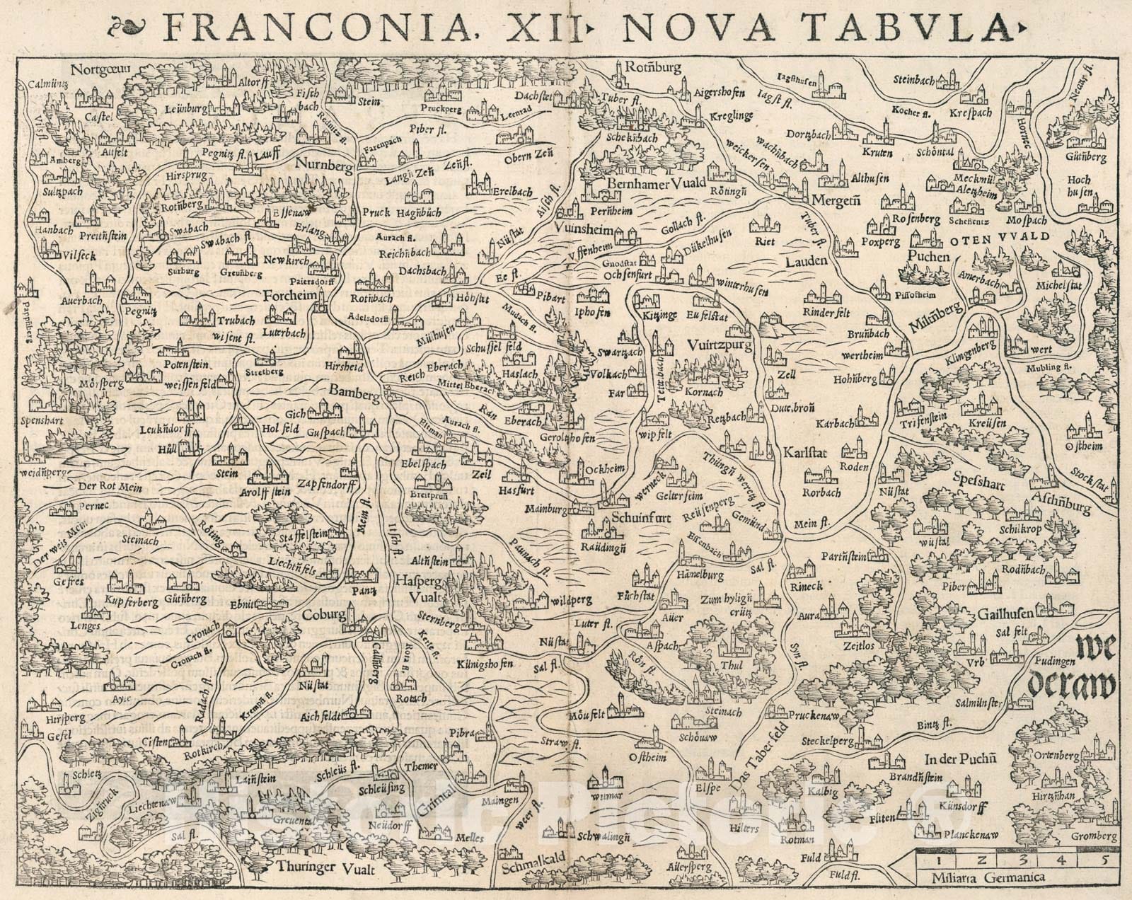 Historic Map : Franconia XII Nova Tabula, 1540, Vintage Wall Art