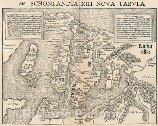 Historic Map : Schonlandia XIII Nova Tabula, 1540, Vintage Wall Art