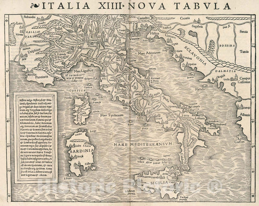Historic Map : Italia XIIII Nova tabula, 1540, Vintage Wall Art