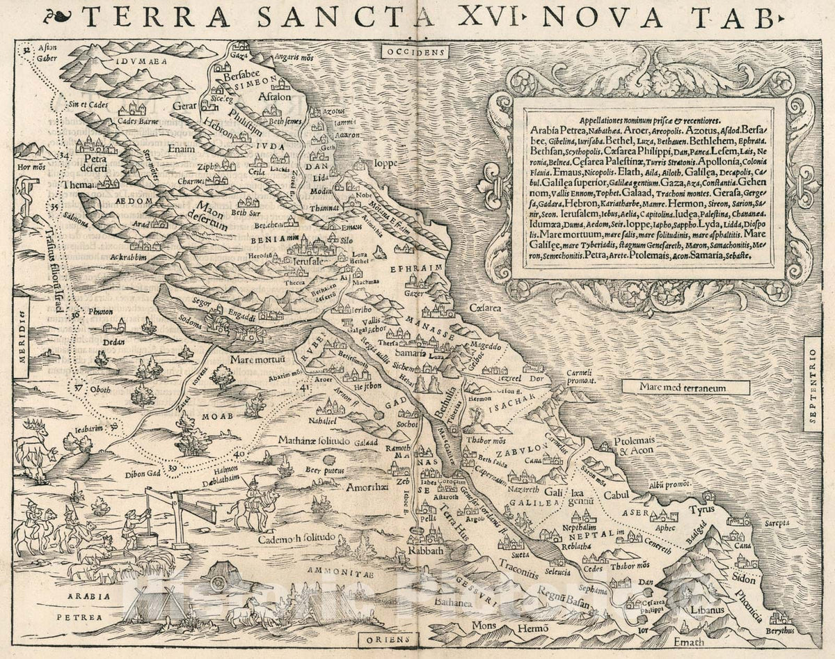 Historic Map : Terra Sancta XVI Nova Tabula, 1540, Vintage Wall Art