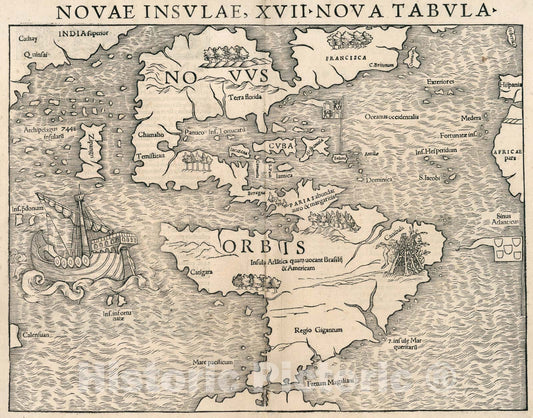 Historic Map : Novae Insulae XVII Nova Tabula, 1540, Vintage Wall Art