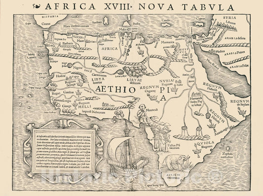 Historic Map : Africa XVIII Nova Tabula, 1540, Vintage Wall Art