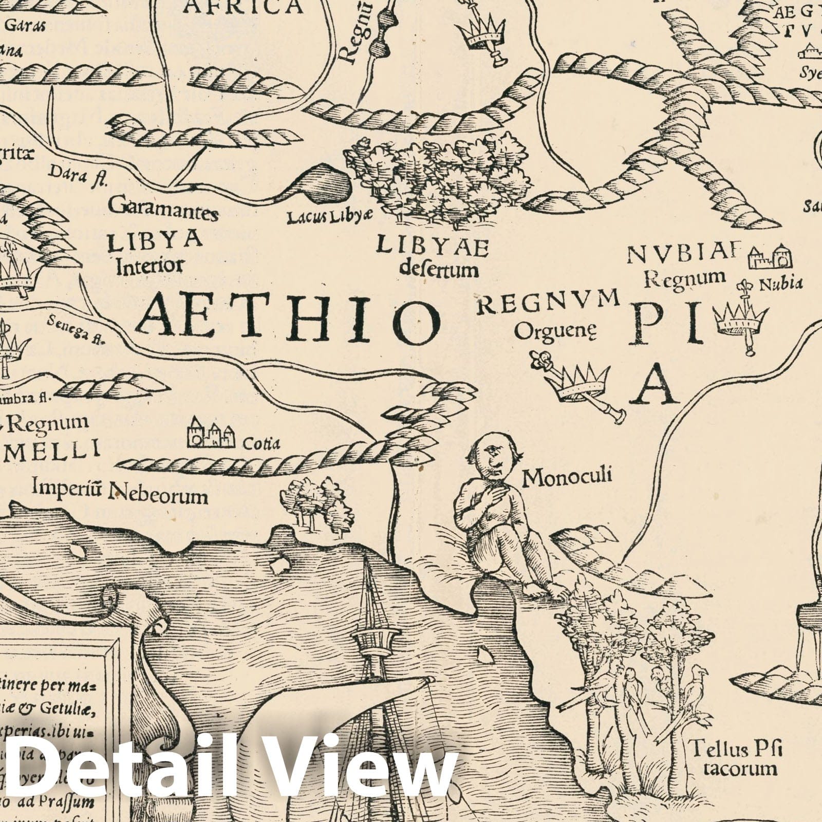 Africa - Road Map, 1540 - Historical Map Print
