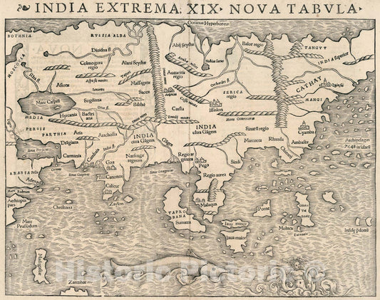Historic Map : India Extrema, XIX Nova Tabula, 1540, Vintage Wall Art