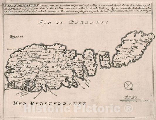 Historic Map : LIsle de Malthe, 1696, Vintage Wall Art