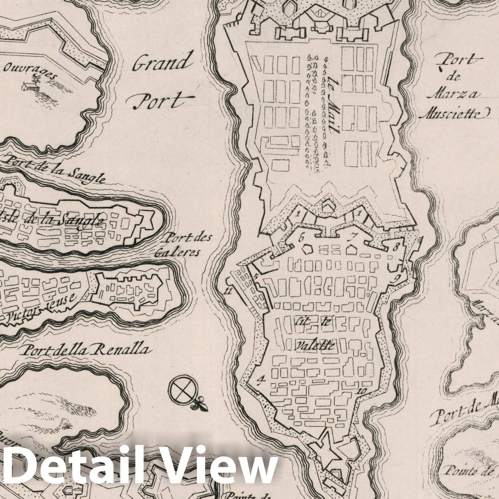 Valletta, Malta - Fortifications Plan, 1696 - Historical Map Print