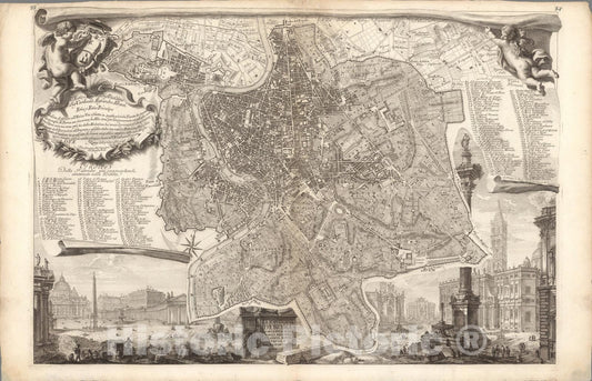Historic Map : La topografia di Roma, 1748, Vintage Wall Art