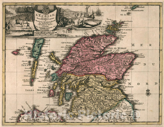 Historic Map : LEcosse, 1714, Vintage Wall Art