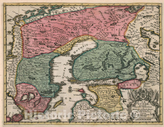 Historic Map : La Suede, 1714, Vintage Wall Art