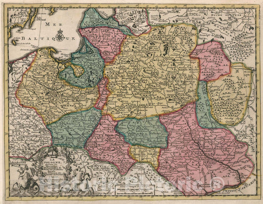 Historic Map : La Pologne, 1714, Vintage Wall Art